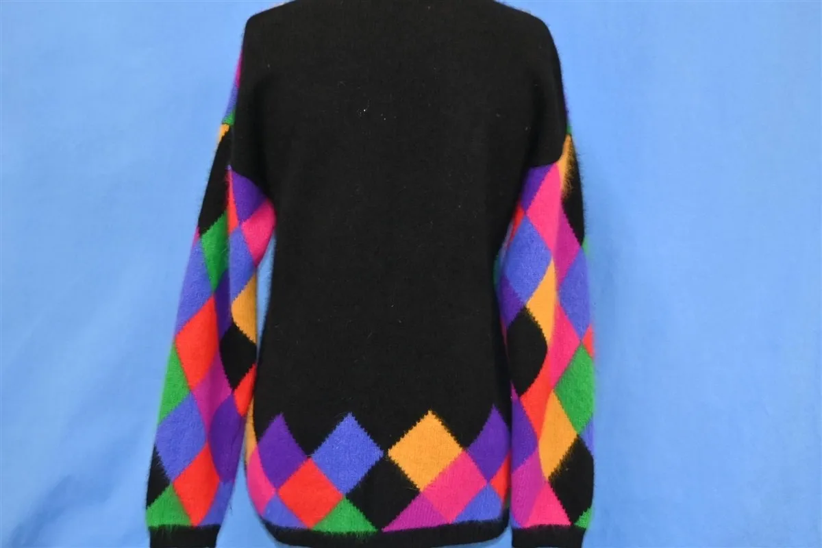 80s Rafella Angora Rainbow Checkered Sweater Women's Small