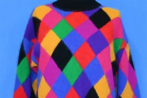 80s Rafella Angora Rainbow Checkered Sweater Women's Small