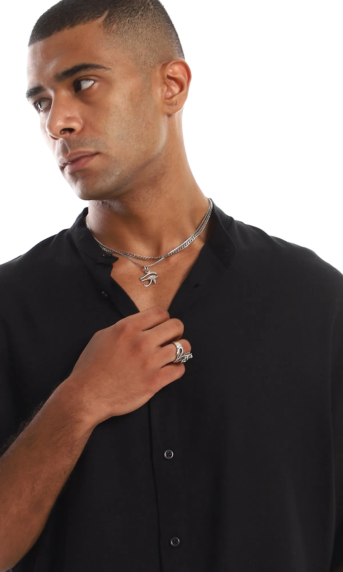 97099 Trendy Full Buttoned Black Shirt