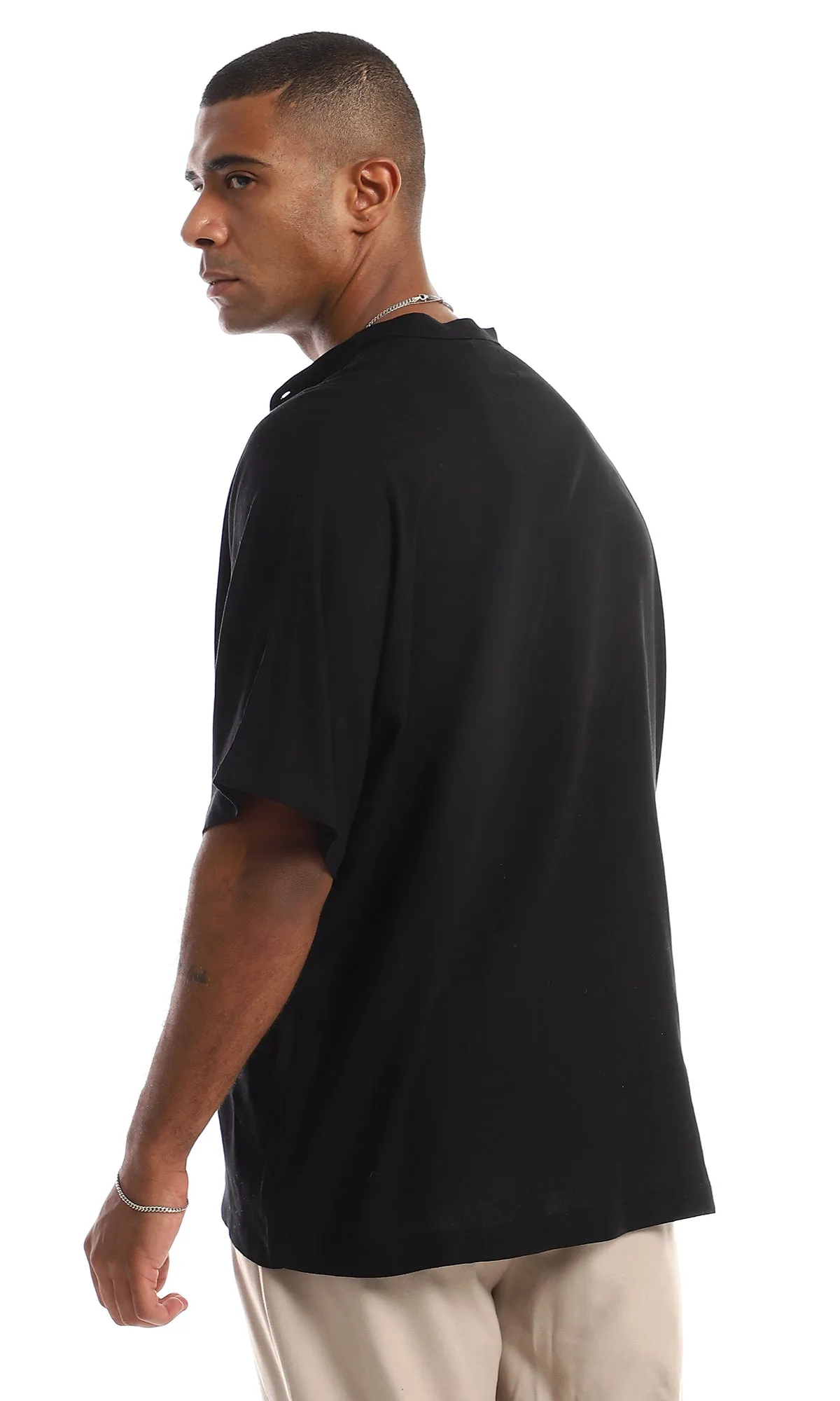 97099 Trendy Full Buttoned Black Shirt