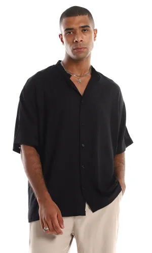 97099 Trendy Full Buttoned Black Shirt