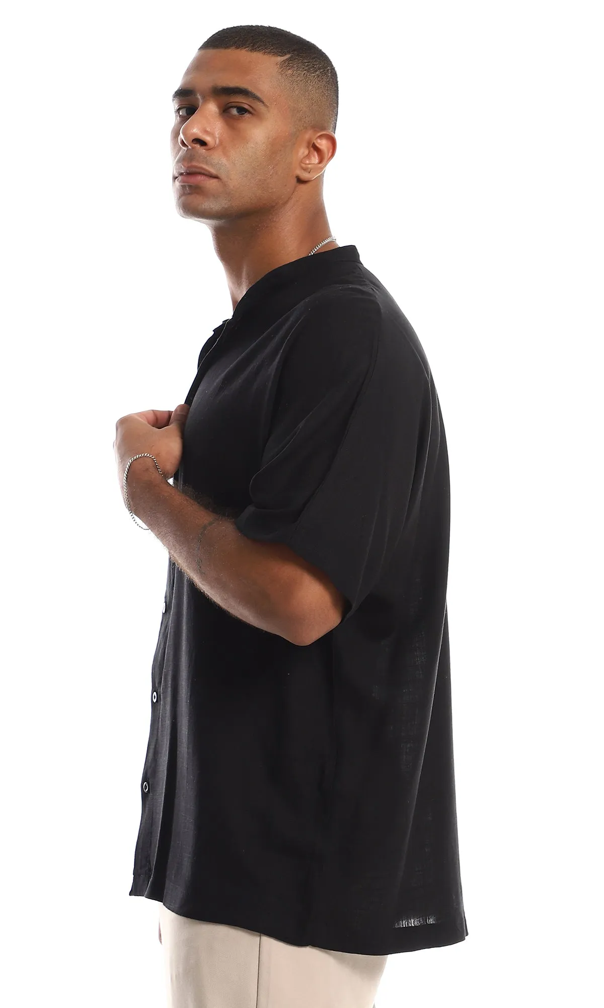 97099 Trendy Full Buttoned Black Shirt