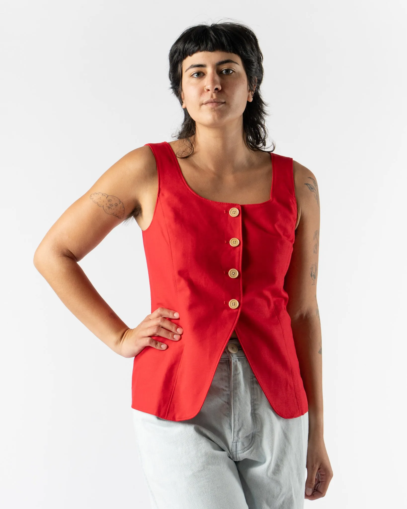 Alex Mill Soho Scoop Vest in Crimson