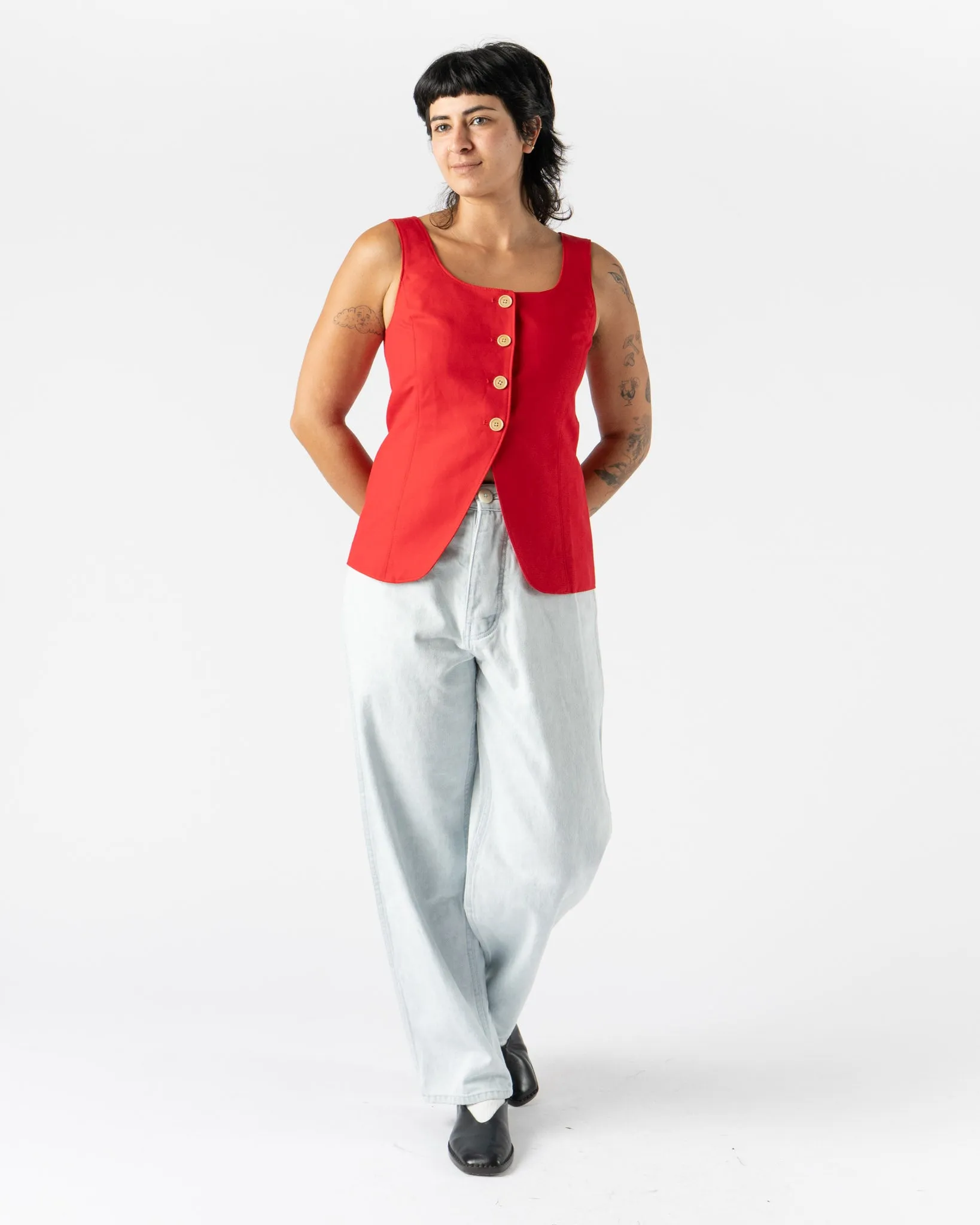 Alex Mill Soho Scoop Vest in Crimson