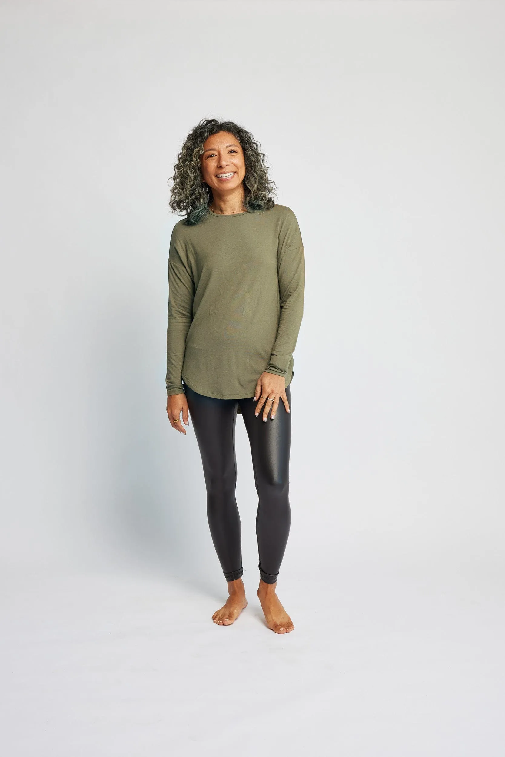 Bamboo Relaxed Long Sleeve in Olive