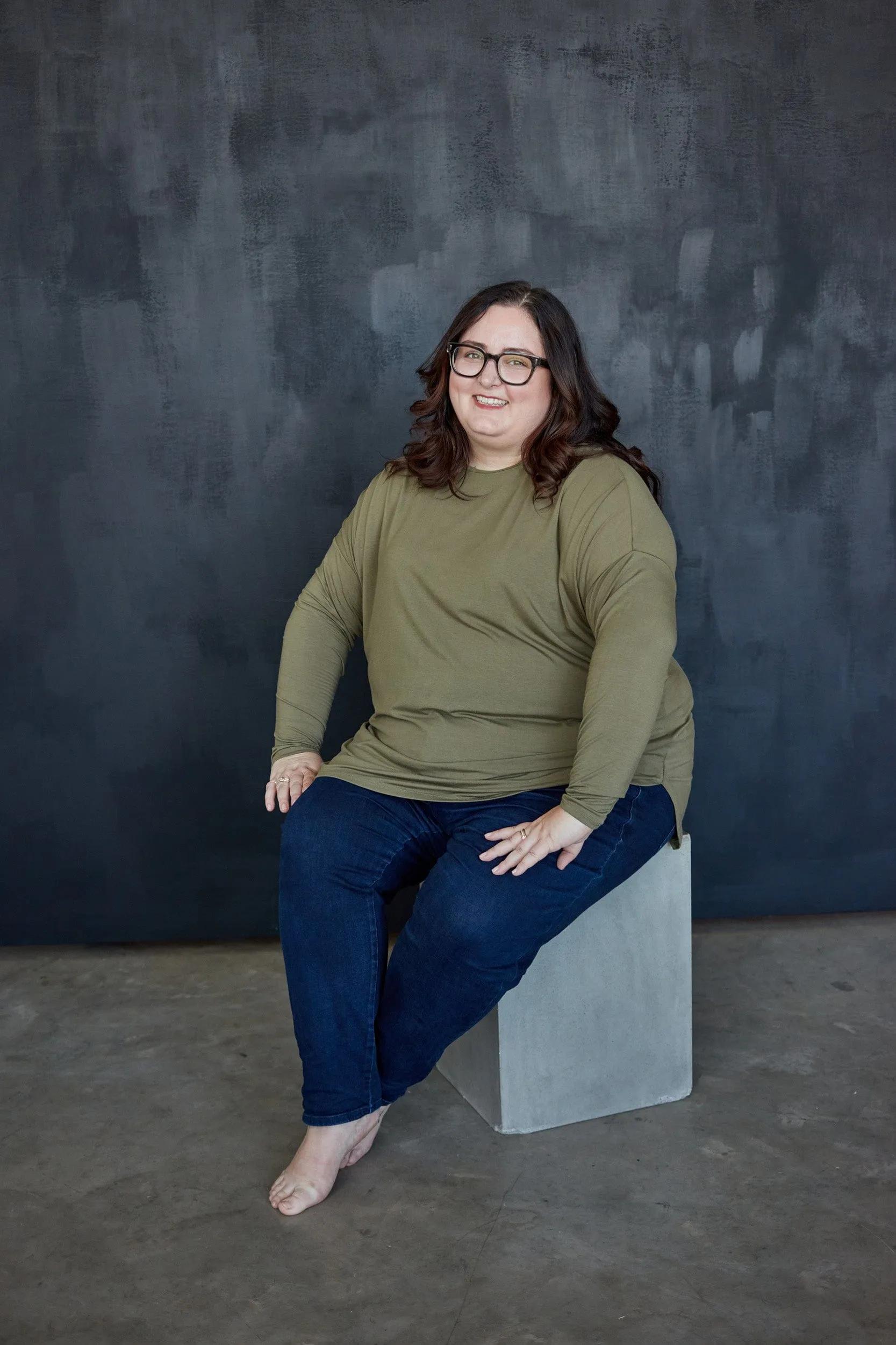 Bamboo Relaxed Long Sleeve in Olive