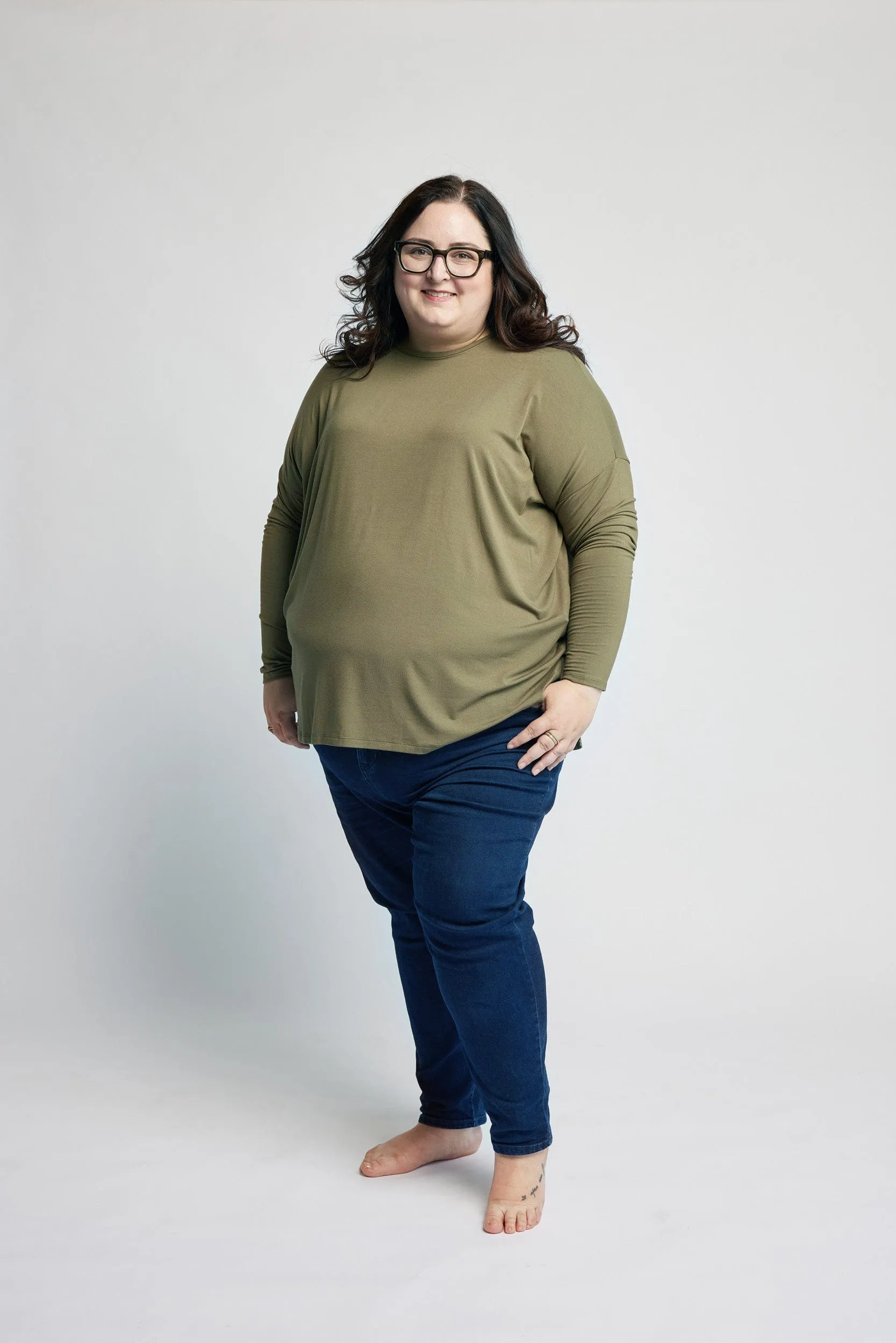 Bamboo Relaxed Long Sleeve in Olive