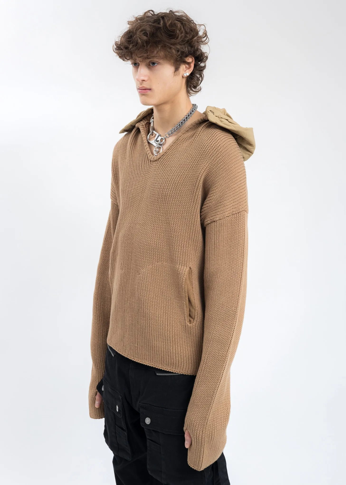Beige Hood Knit