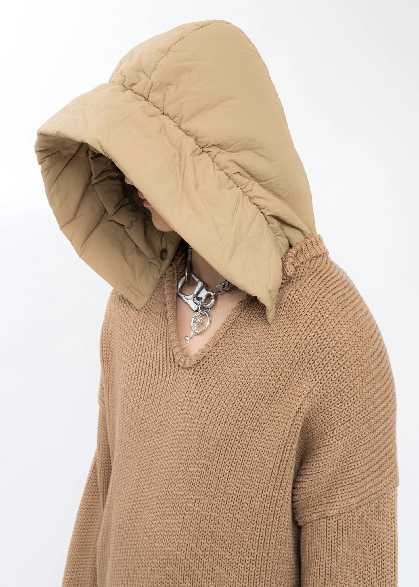 Beige Hood Knit