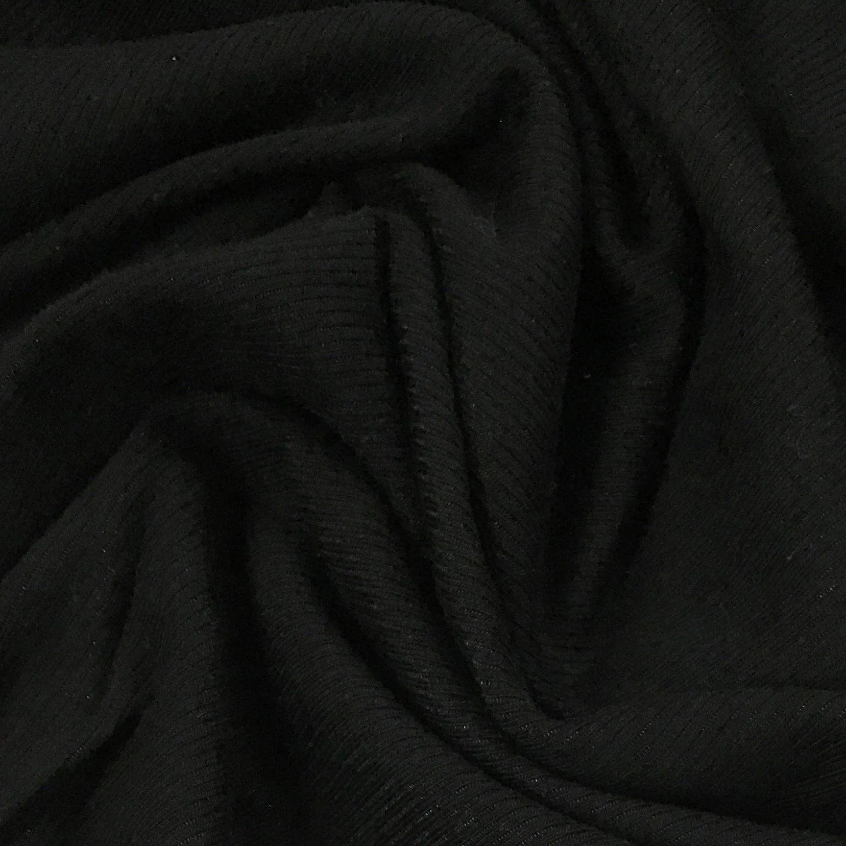 Black Cotton Rib Knit Fabric - 200 GSM