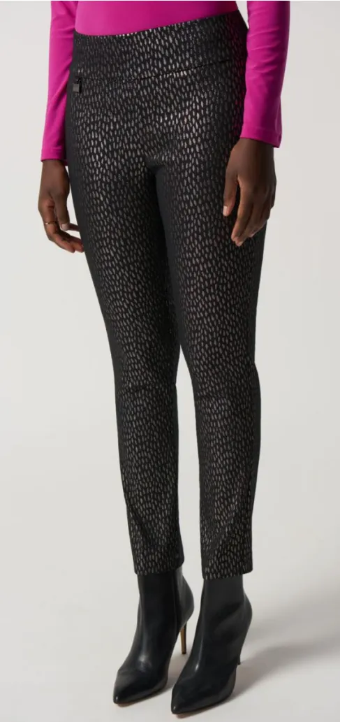 Black Metallic Slim-Fit Pants