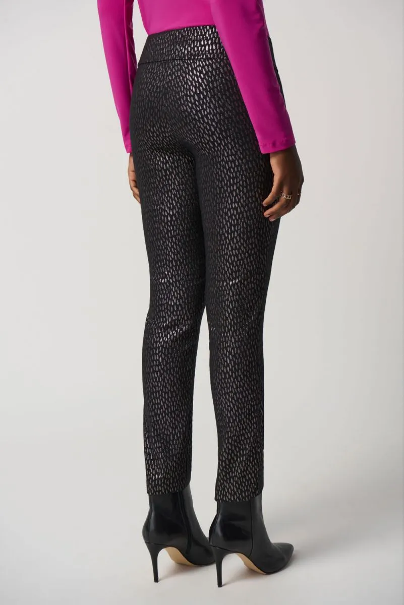 Black Metallic Slim-Fit Pants