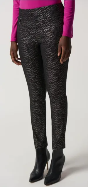 Black Metallic Slim-Fit Pants