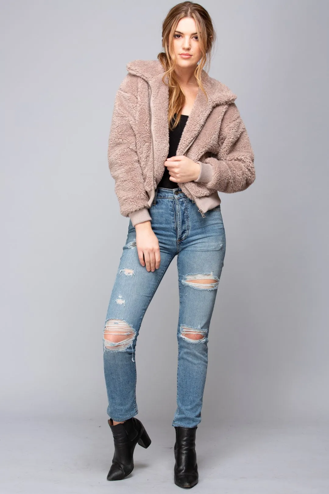 BOBI Cuddly Sherpa SENSA Zip Bomber Jacket