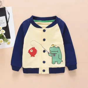 Boys Cartoon Animal Printed Long Sleeve Jackets Wholesale