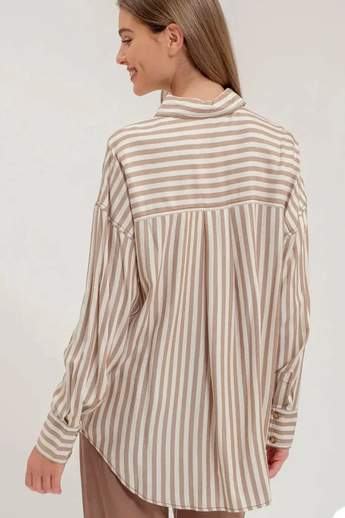 Buttoned Up Stripe Tops - 2 Colors!