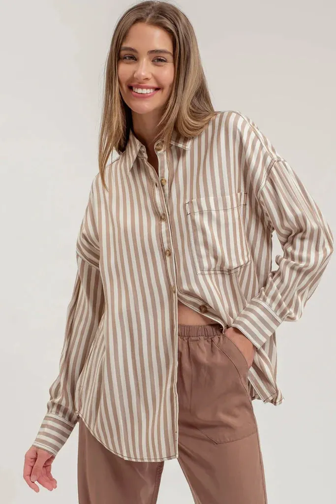 Buttoned Up Stripe Tops - 2 Colors!
