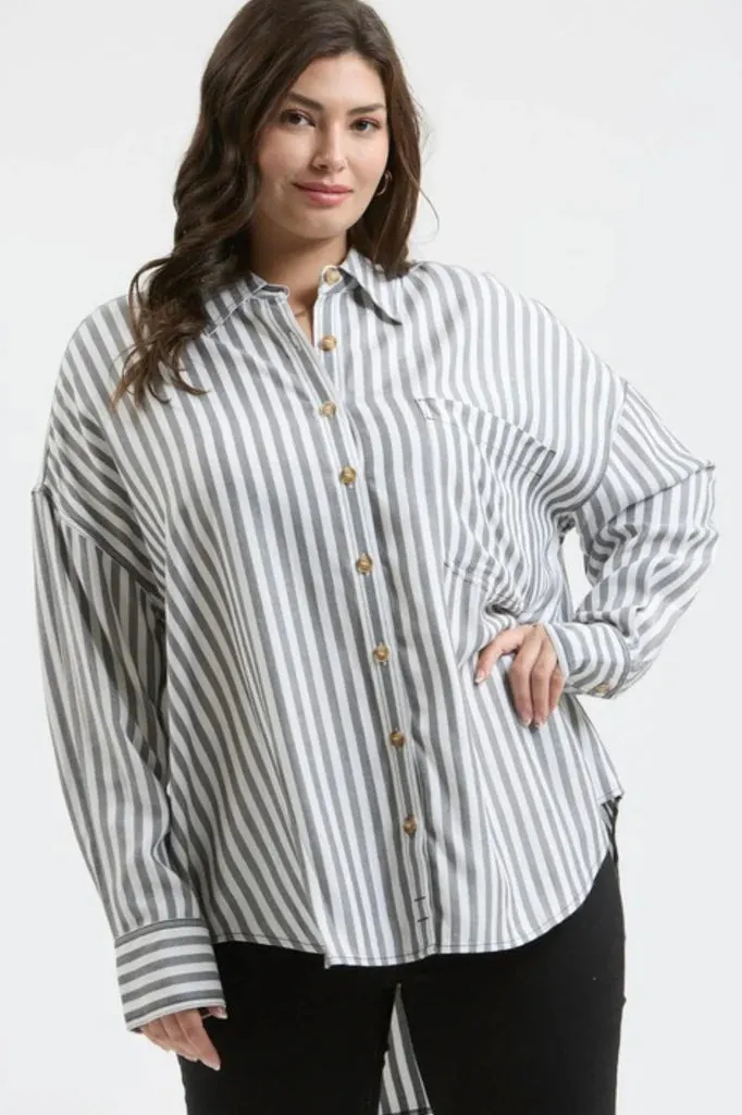 Buttoned Up Stripe Tops - 2 Colors!