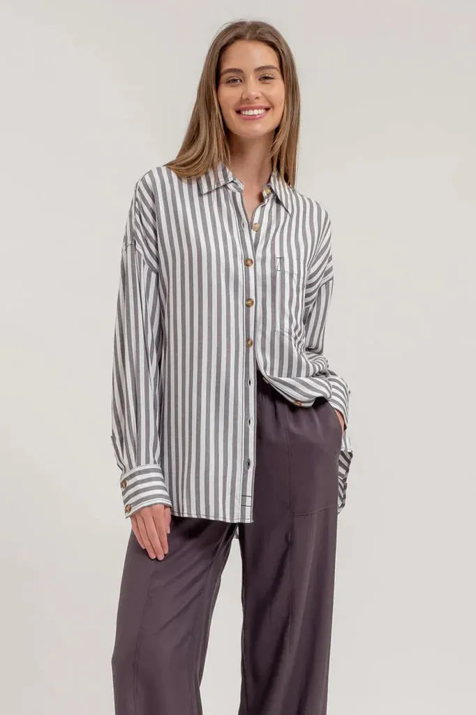 Buttoned Up Stripe Tops - 2 Colors!