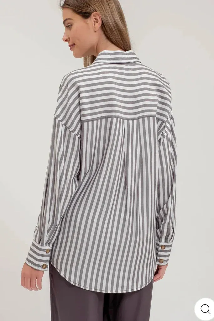 Buttoned Up Stripe Tops - 2 Colors!