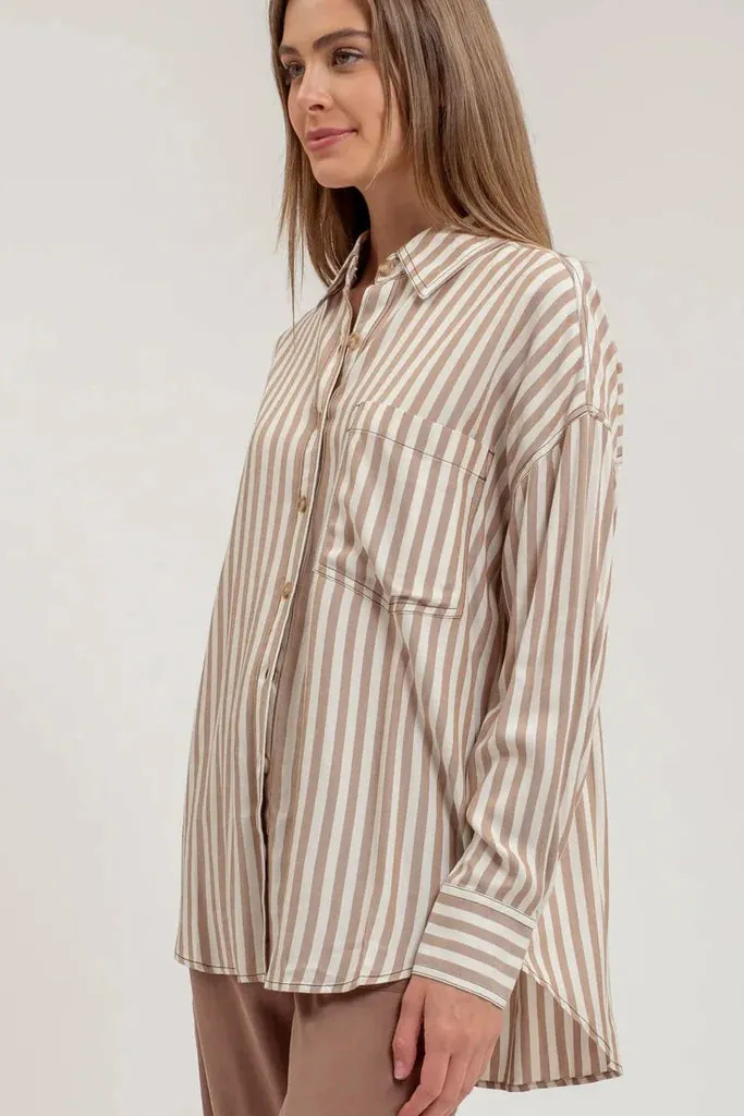 Buttoned Up Stripe Tops - 2 Colors!