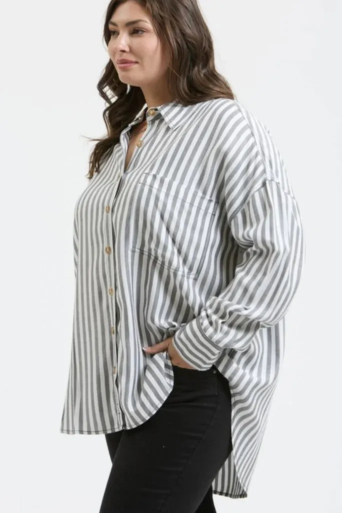 Buttoned Up Stripe Tops - 2 Colors!