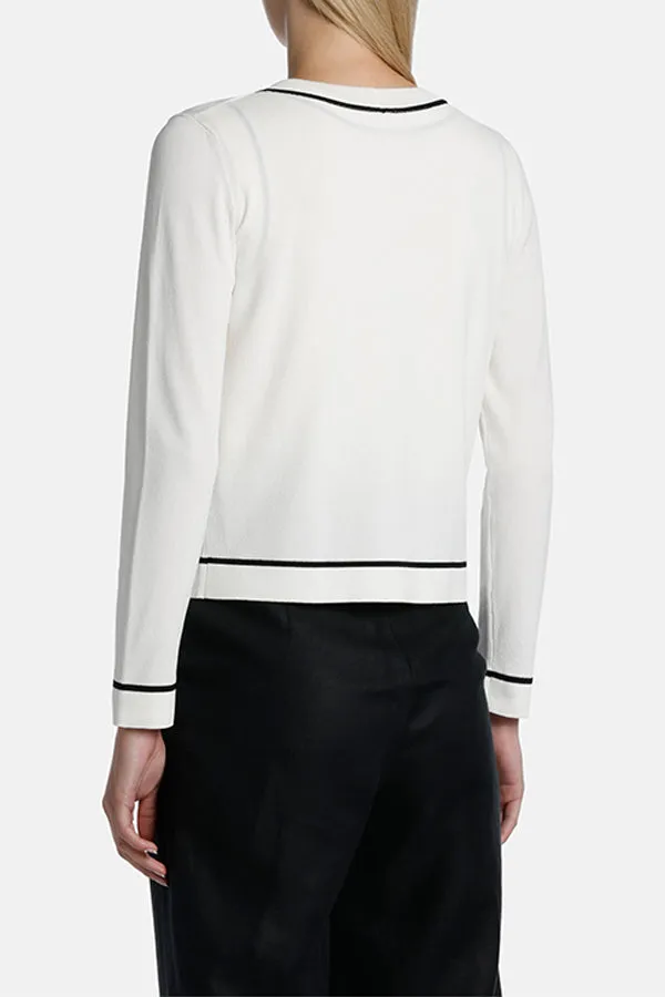 CANARIA LS EMBROIDERED CONTRASTED CARDIGAN