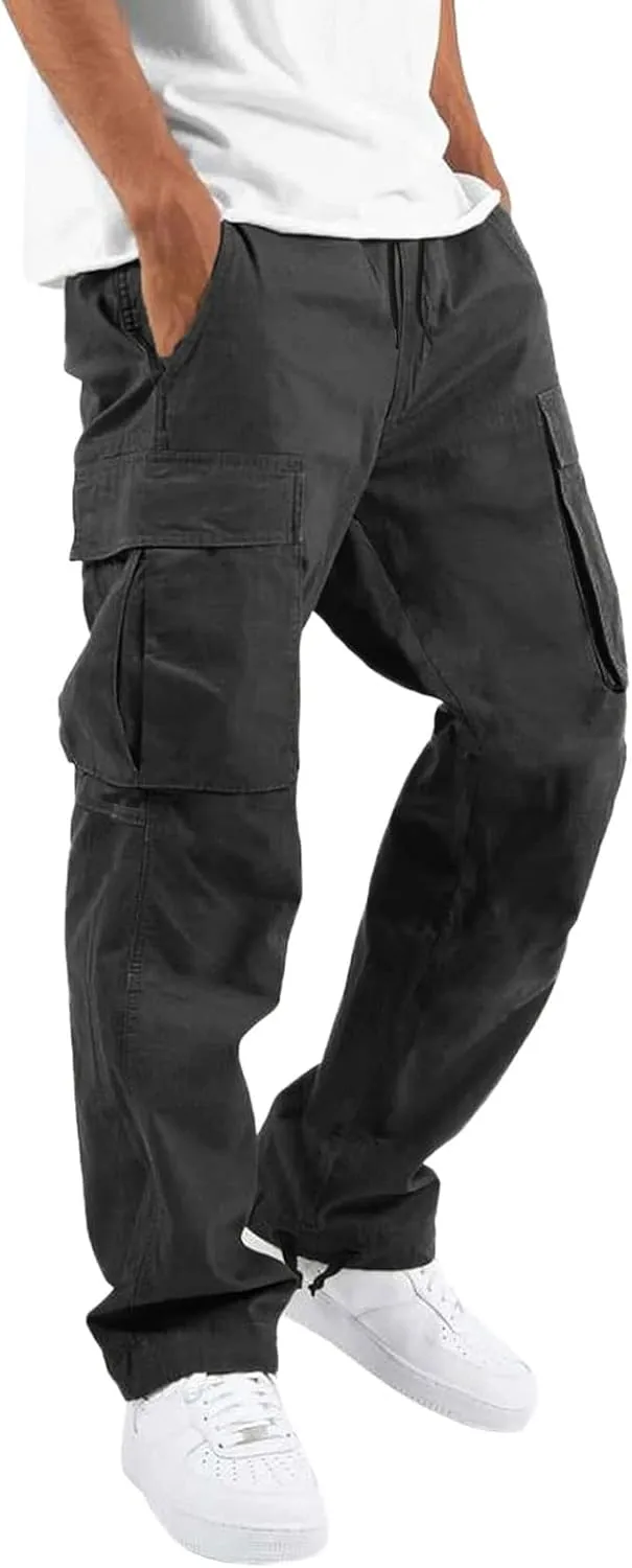 Cargo Sweatpants for Men Big and Tall Pants for Running Sweatpants Hiking Mens Sweatpants Casual Cotton Chinos Cargo