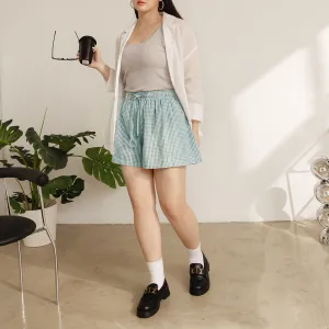 Casual Basic Plaid Elastic Waist Shorts Pants