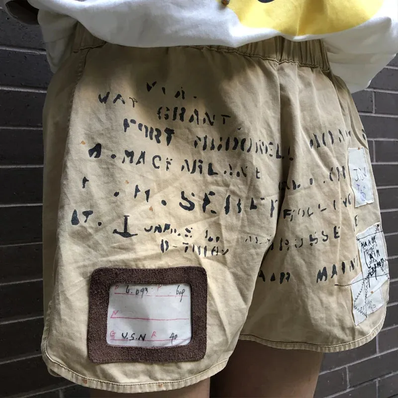 Casual Men's Loose Shorts with Lettered Print