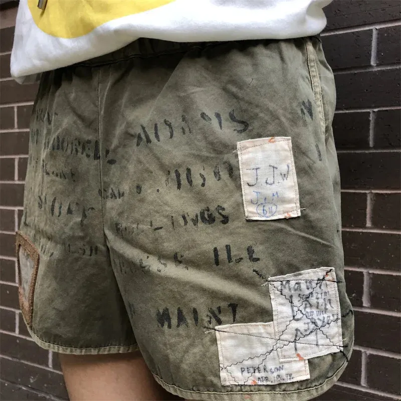 Casual Men's Loose Shorts with Lettered Print
