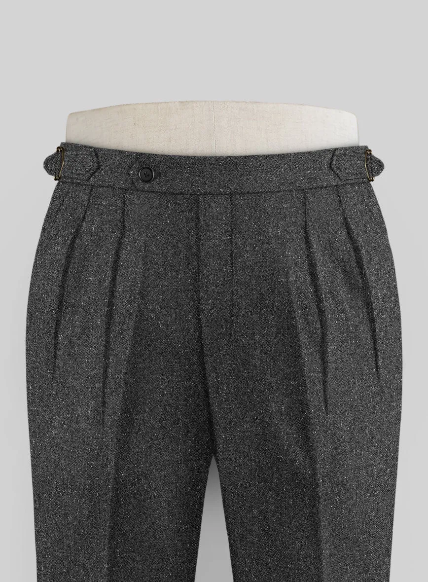 Charcoal Flecks Donegal Tweed Highland Trousers