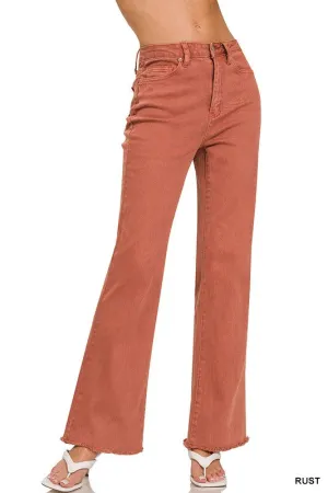 Come Together Rust Fray Hem Wide Pants (Size Medium)