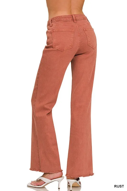Come Together Rust Fray Hem Wide Pants (Size Medium)