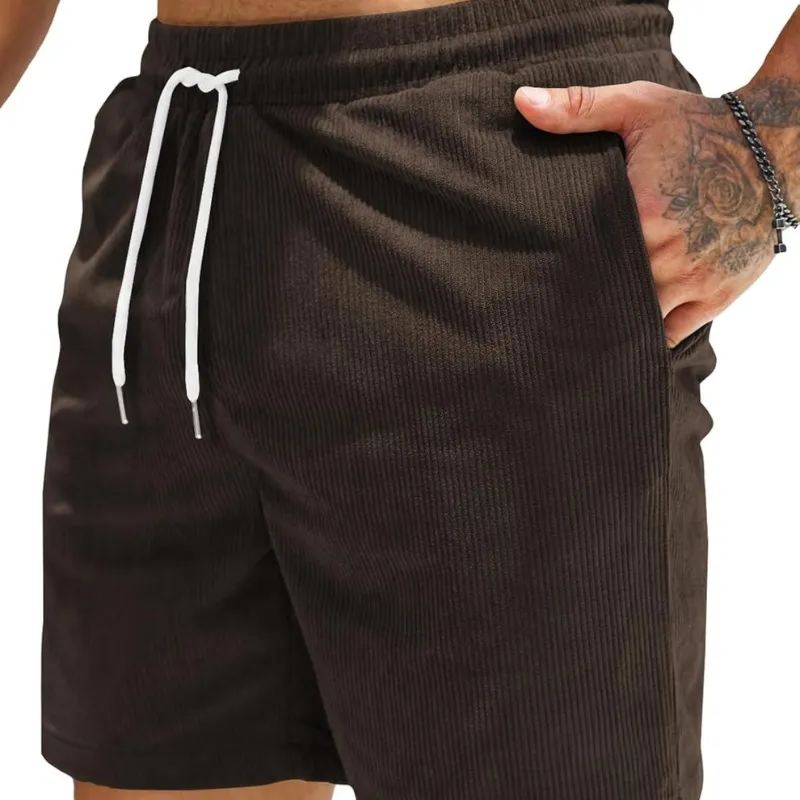 Corduroy Shorts With Drawstring Closure