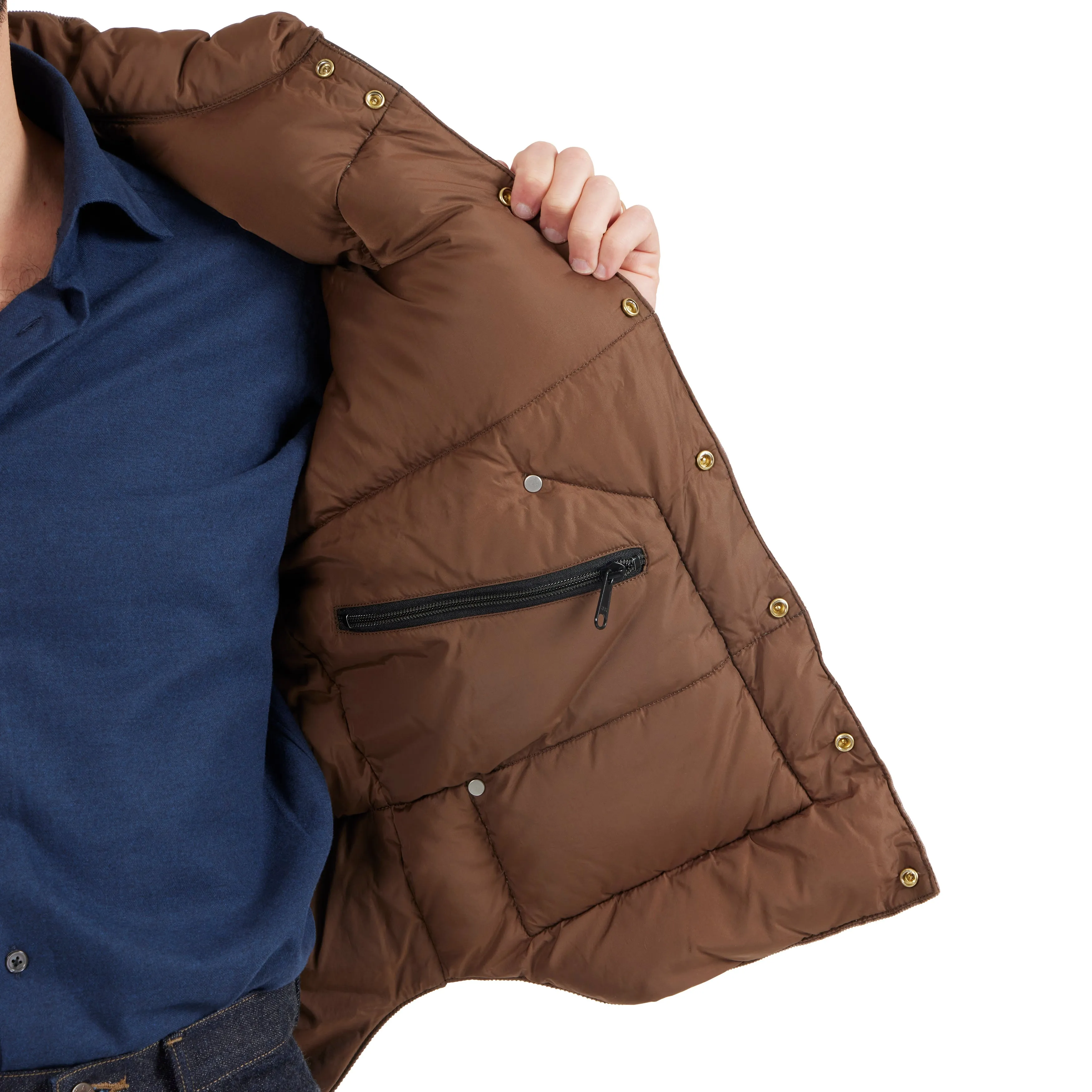 Corduroy/Leather Down Vest