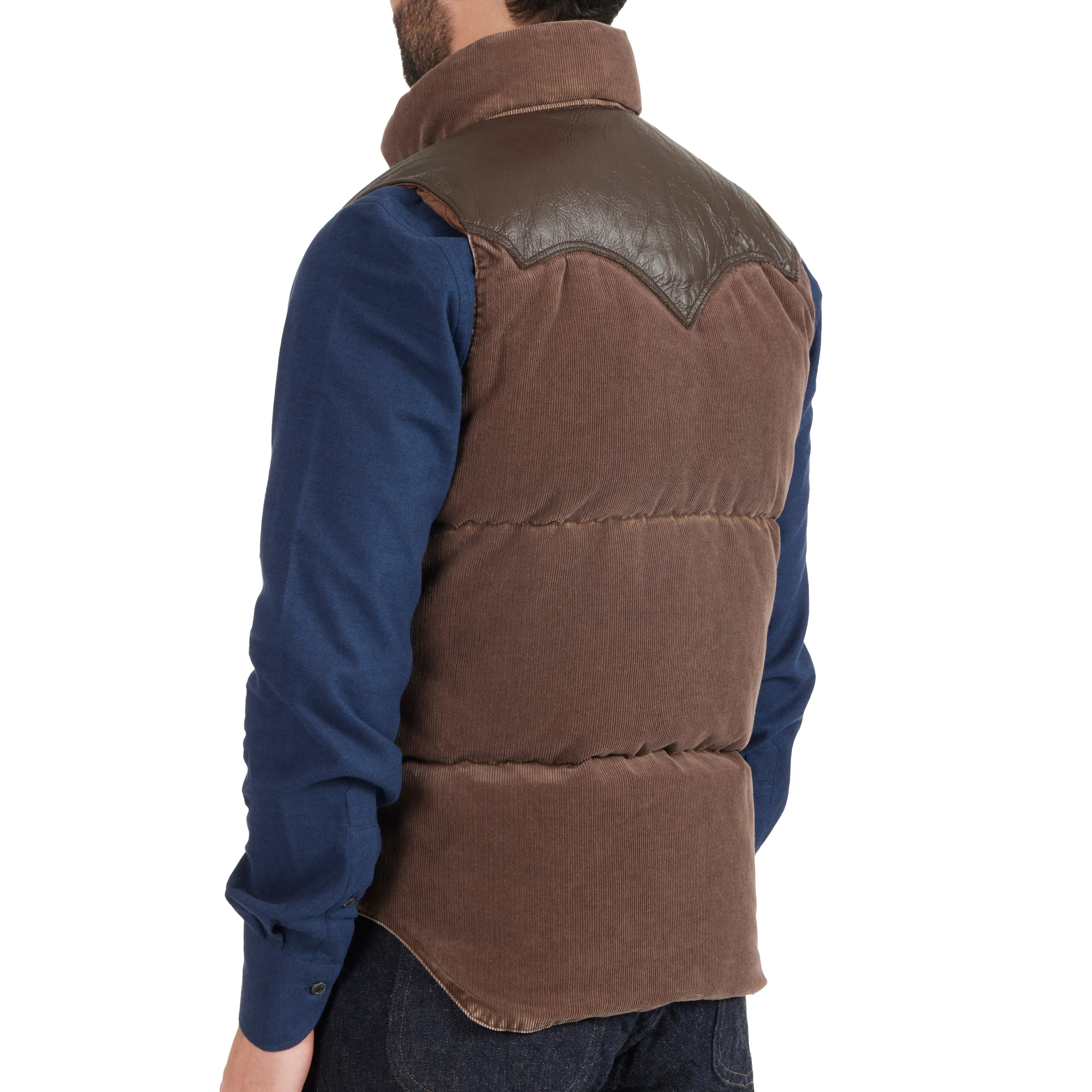 Corduroy/Leather Down Vest
