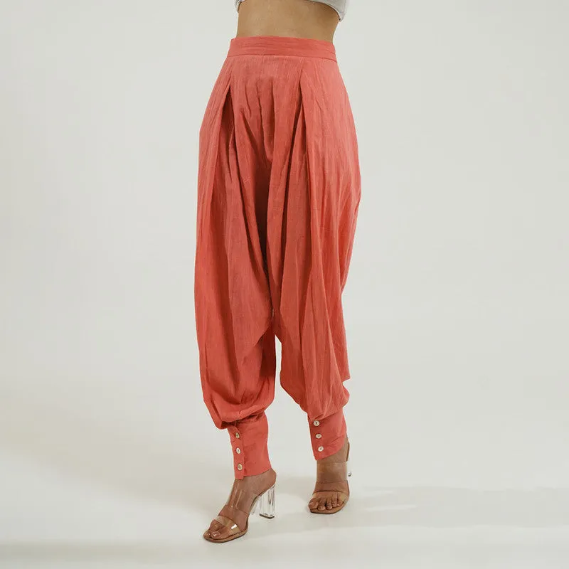 Cotton Solid Pant For Women | Pink