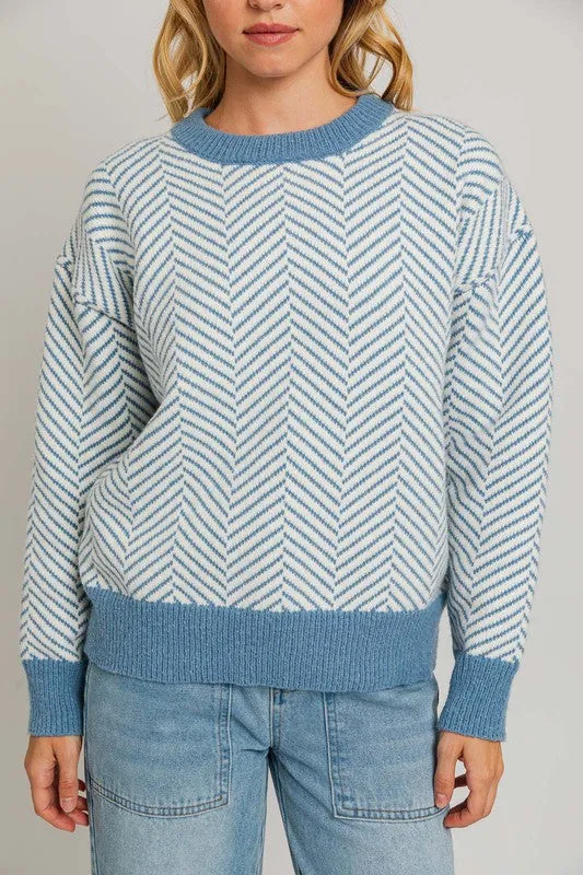 Crazy For You Herringbone Sweater
