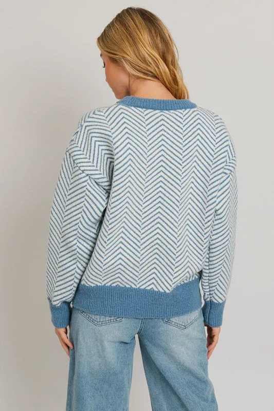 Crazy For You Herringbone Sweater