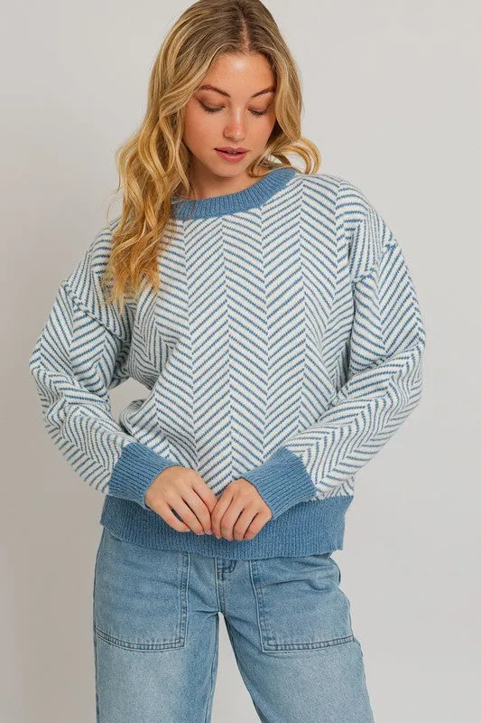 Crazy For You Herringbone Sweater