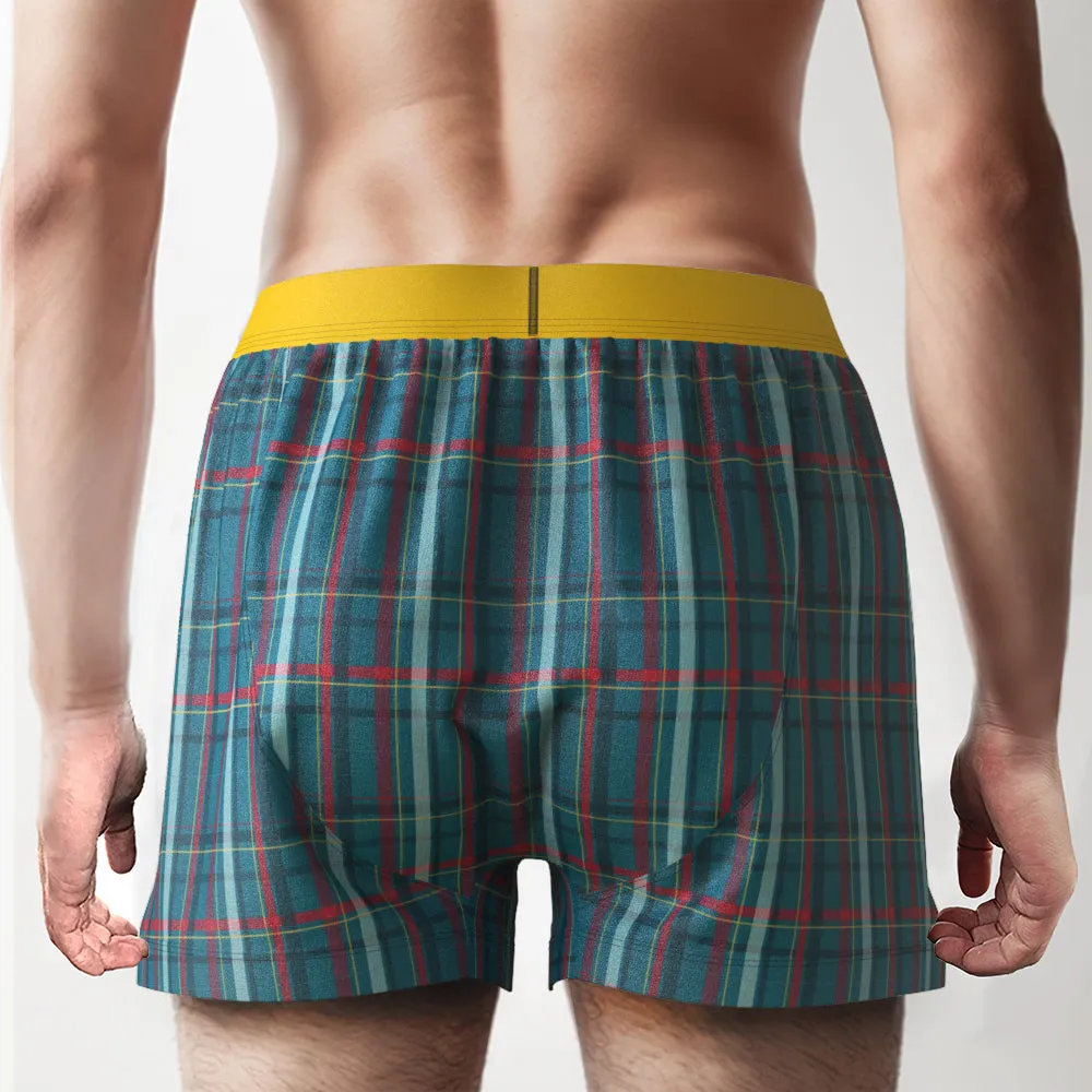Custom Photo Striped Plaid Patterned Boxer Shorts Personalized Waistband Casual Underwear for Him