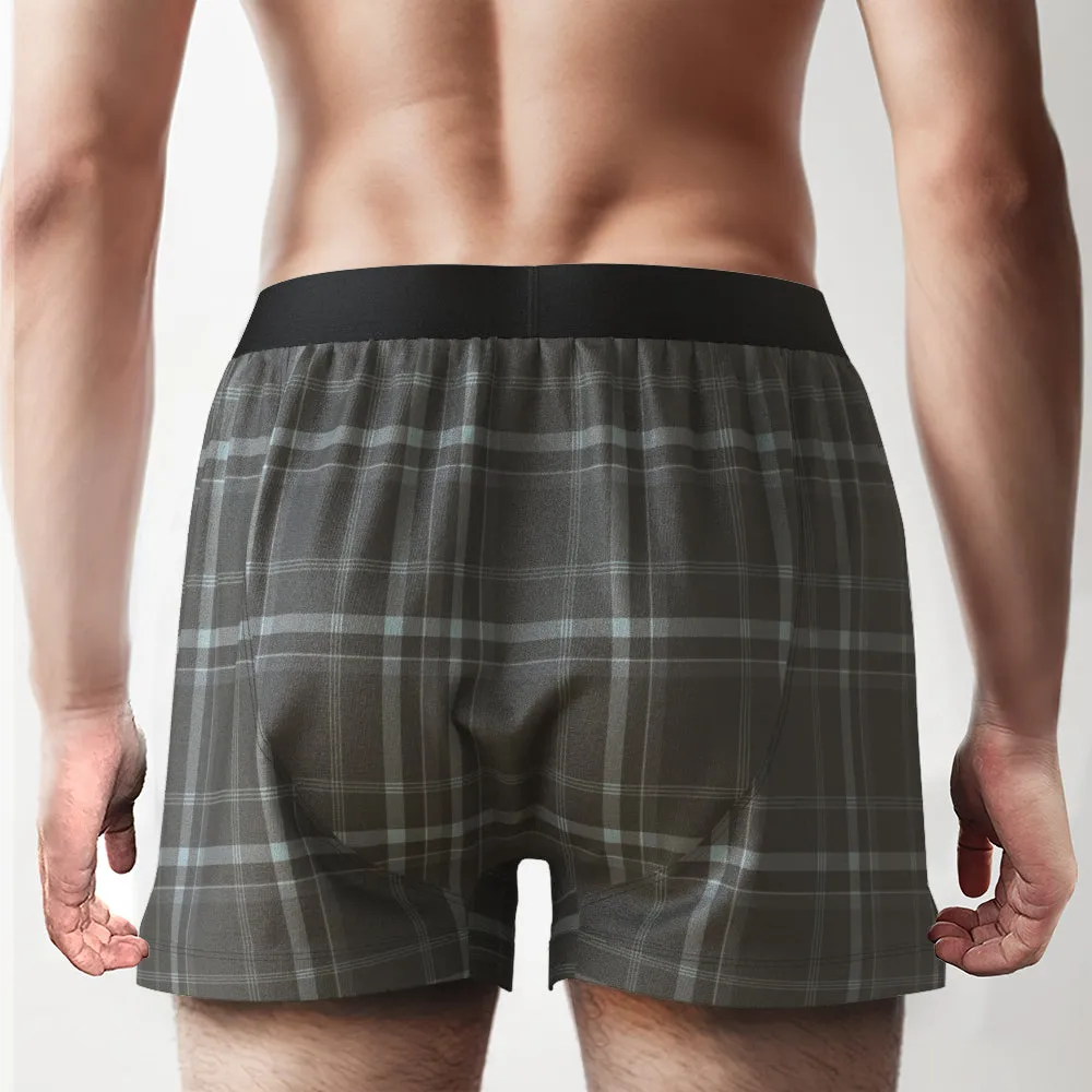 Custom Photo Striped Plaid Patterned Boxer Shorts Personalized Waistband Casual Underwear for Him