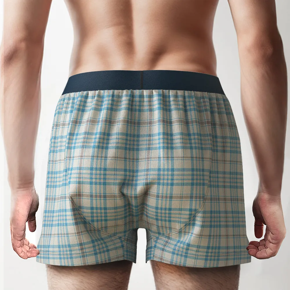 Custom Photo Striped Plaid Patterned Boxer Shorts Personalized Waistband Casual Underwear for Him