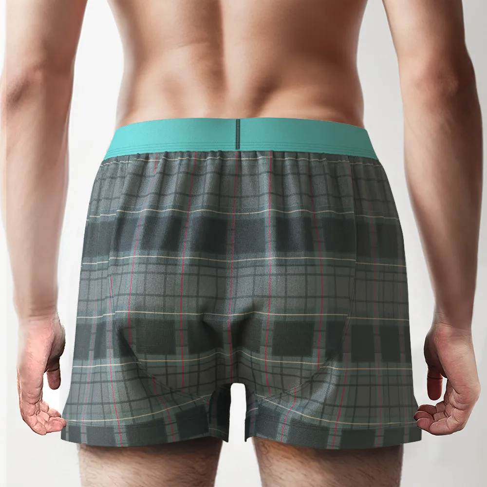 Custom Photo Striped Plaid Patterned Boxer Shorts Personalized Waistband Casual Underwear for Him