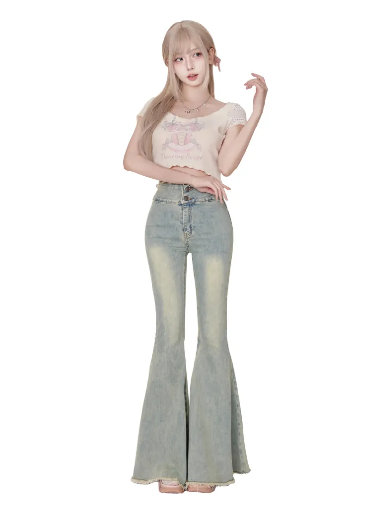 Denim Print Pants Curve Top   Samba