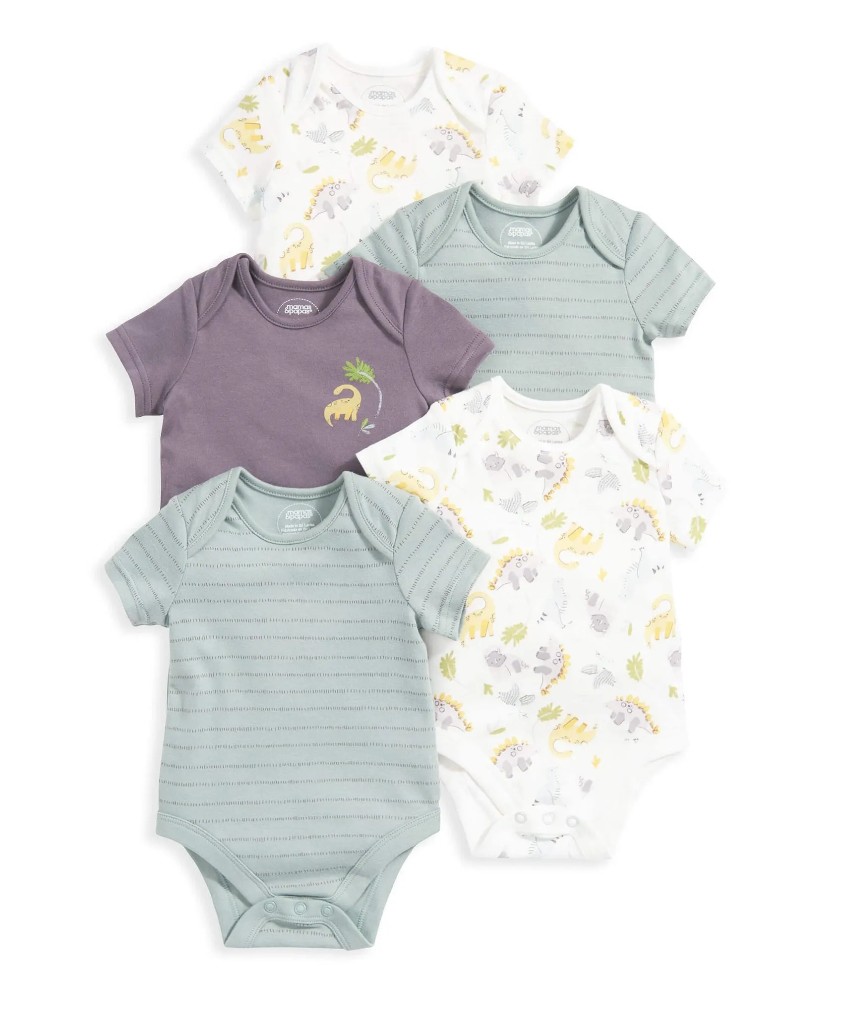 Dinosaur Bodysuits (Set of 5) - Blue