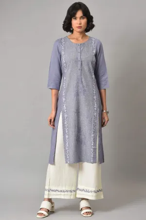 Dusk Purple Floral Printed kurta With Embroidered Ecru Pants And Dupatta Dusk Purple Floral Printed kurta With Embroidered Ecru Pants And Dupatta