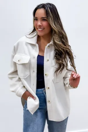 Feeling Cozy Fleece Shacket - Ivory