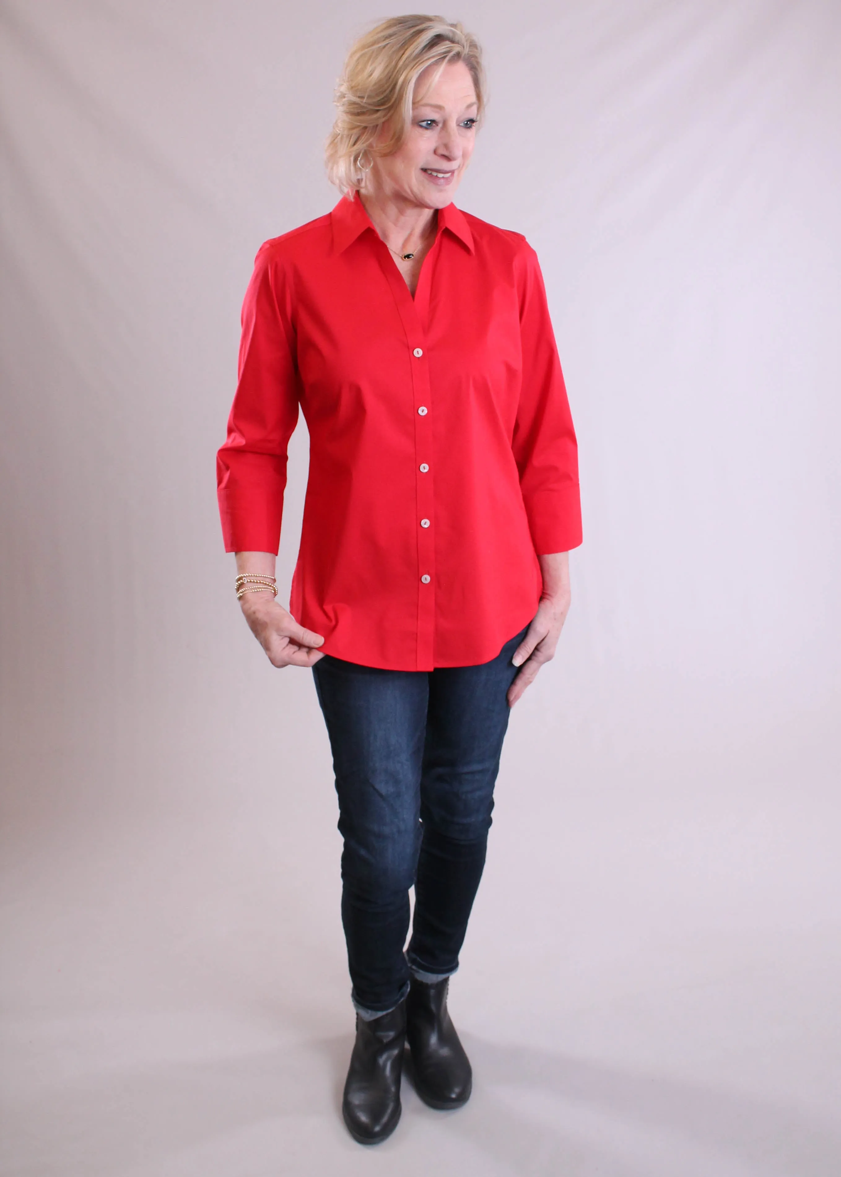 Foxcroft Mary 3/4 Sleeve Button Down Blouse